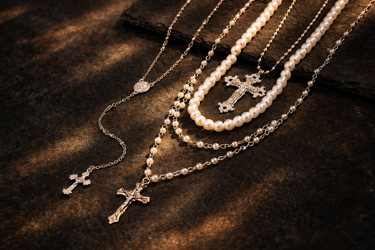 Layered Cross Necklace Collection