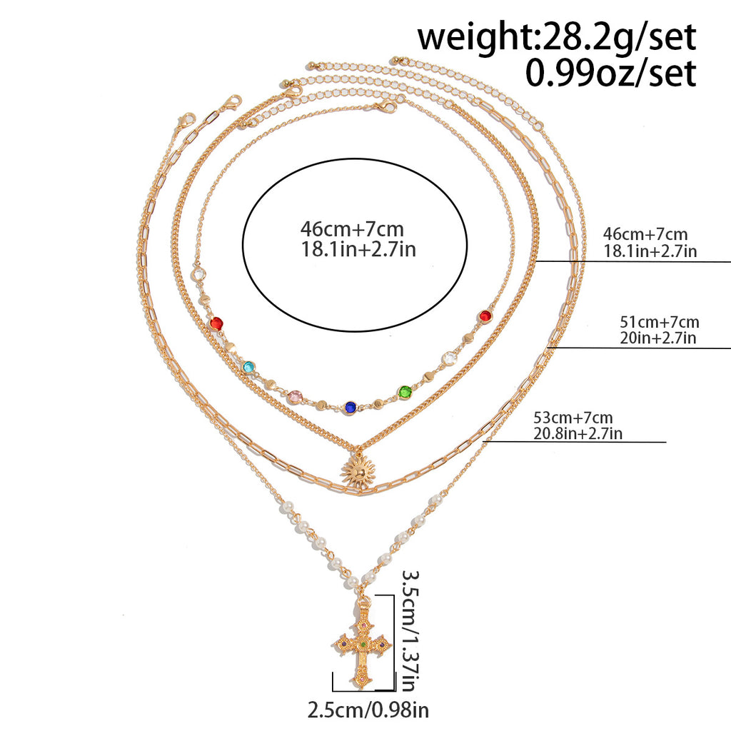 Gold Solar Faith Layered Necklace Set