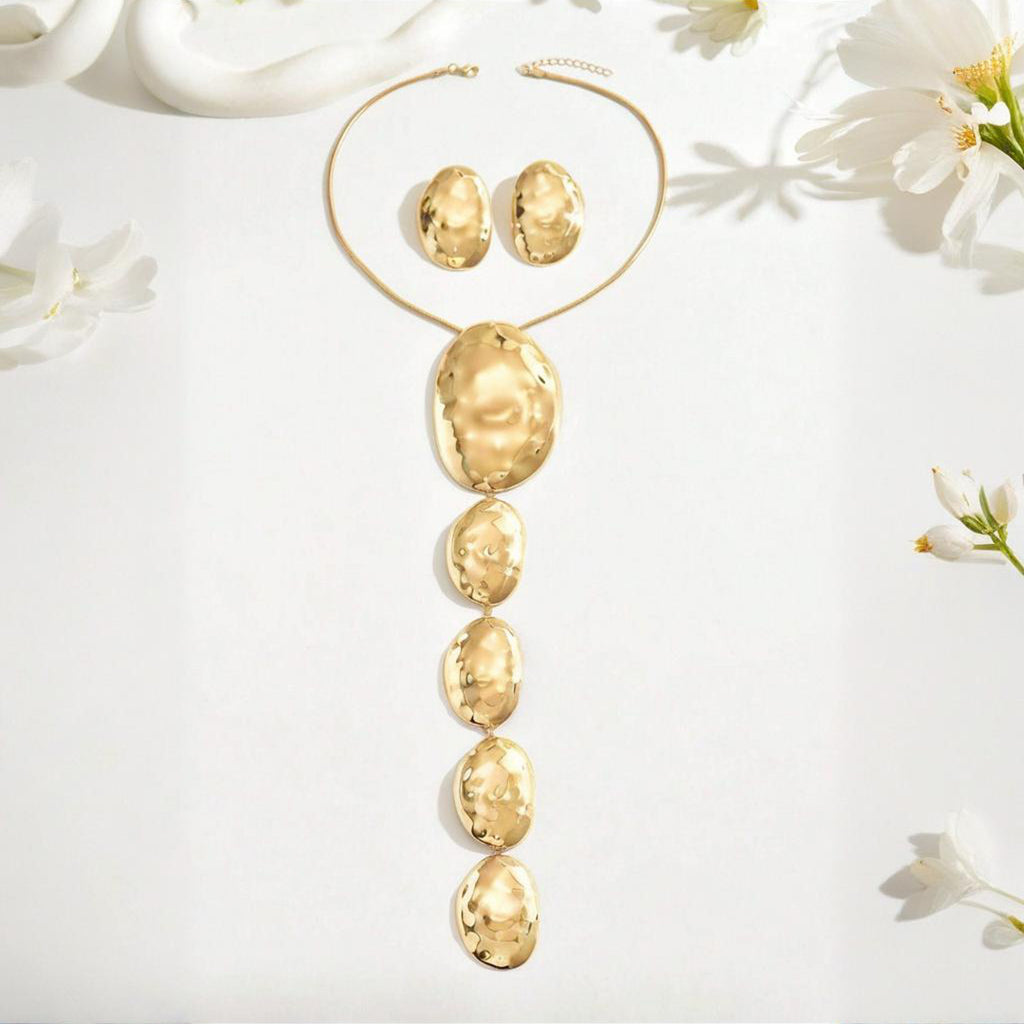 Geometric Hammered jewelry set