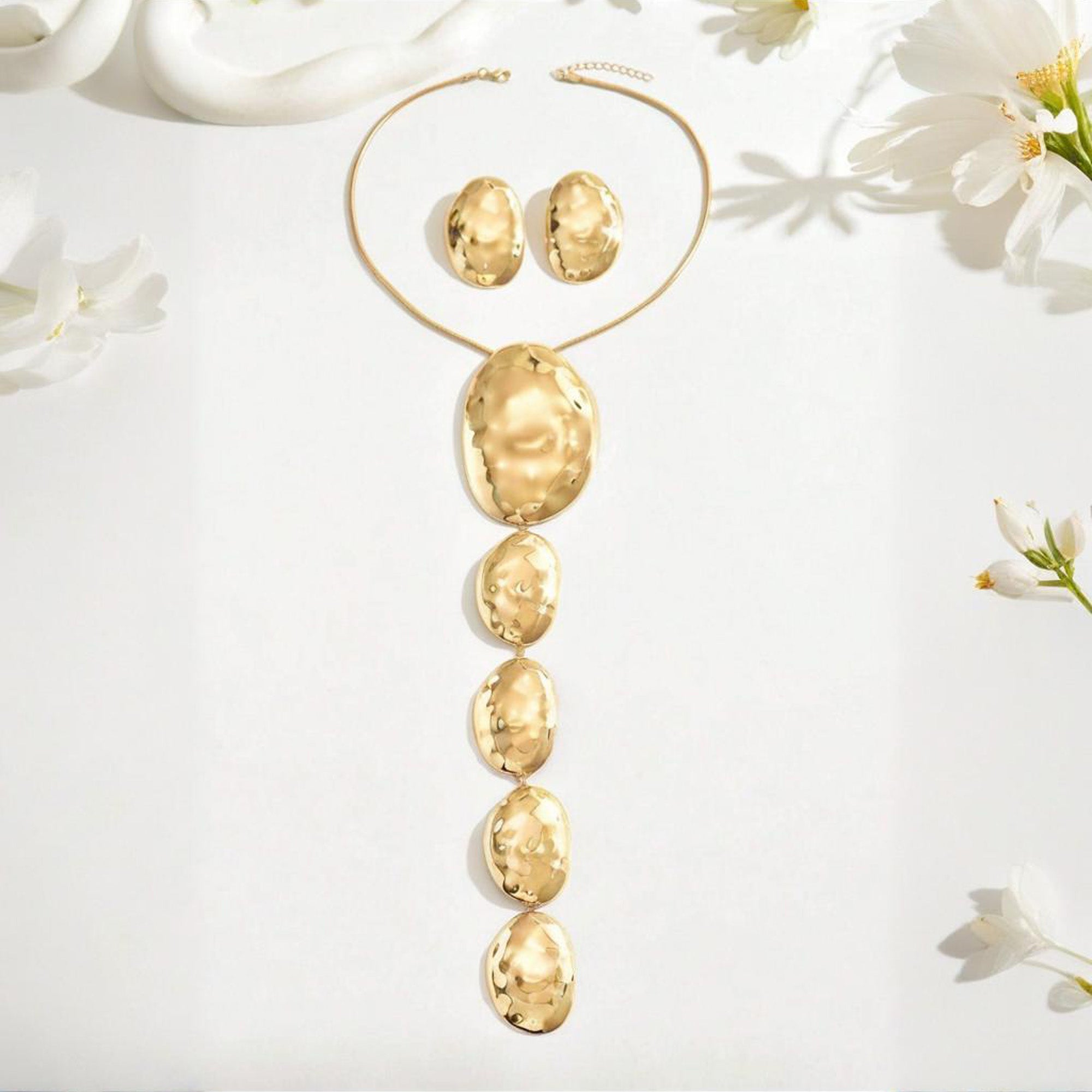 Geometric Hammered jewelry set