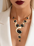 Boho gold black jewelry set