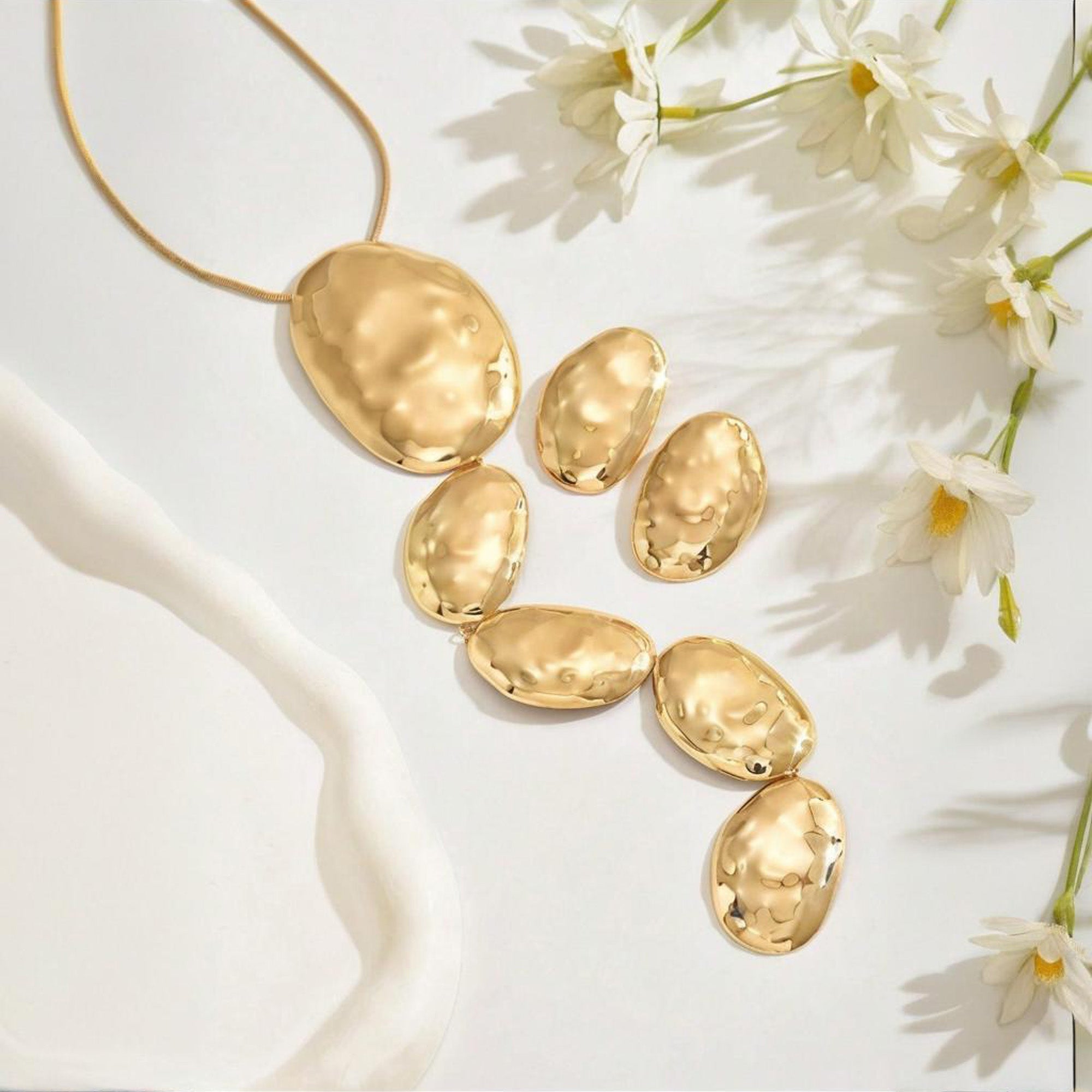 Geometric Hammered jewelry set