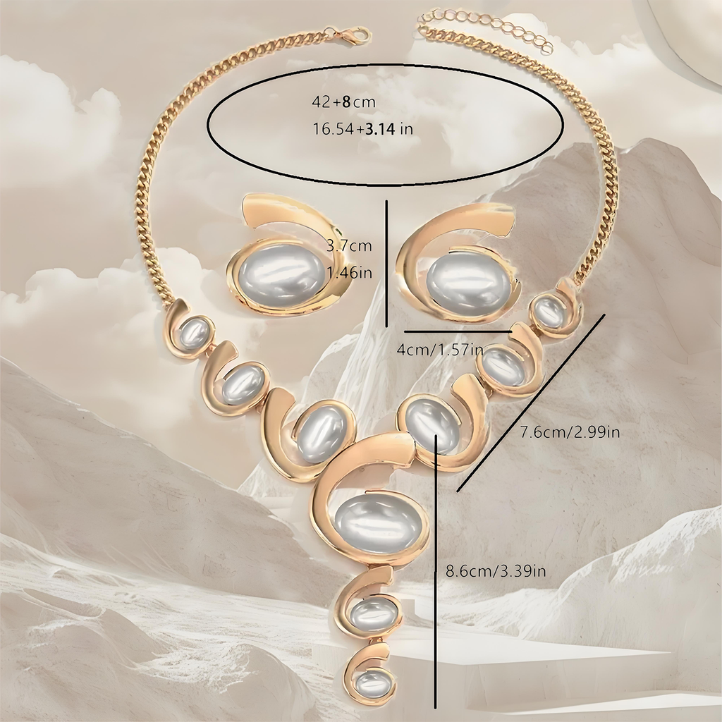 Boho gold white jewelry set