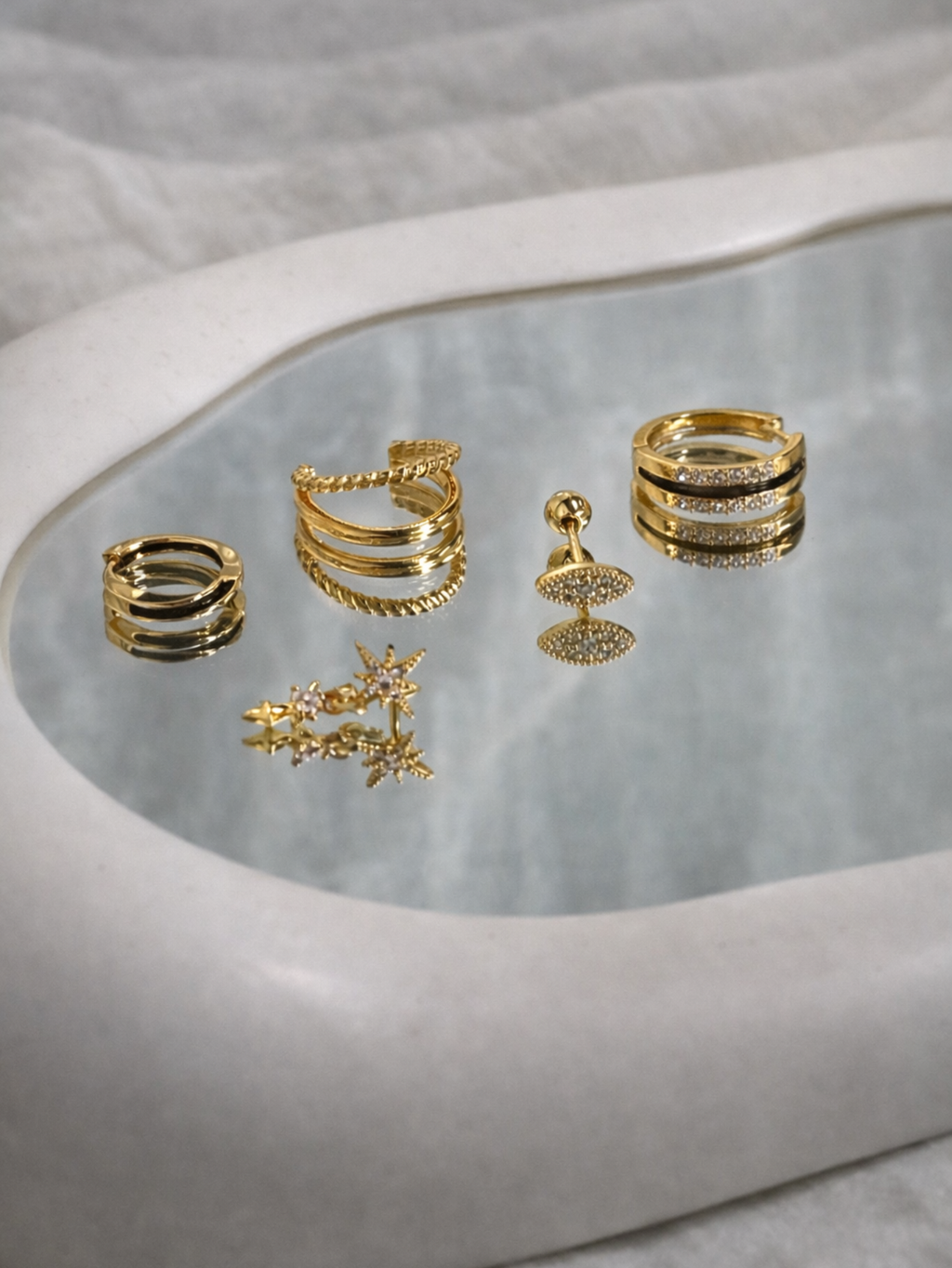 Black & Gold Ear Stacking Set