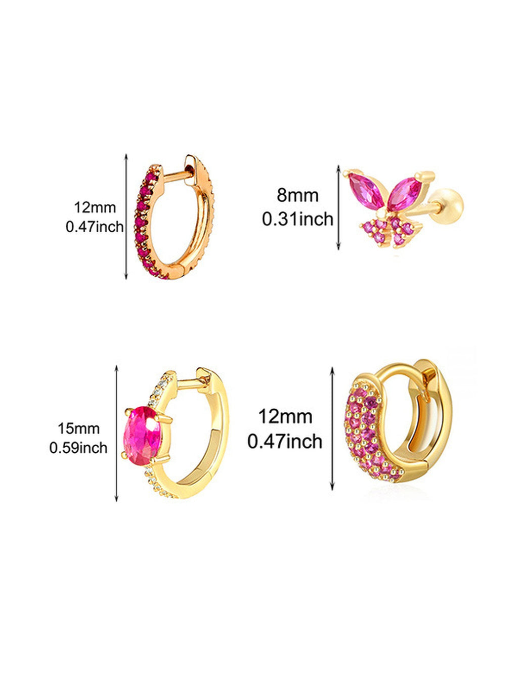 Pink Gemstone Ear Stacking Set